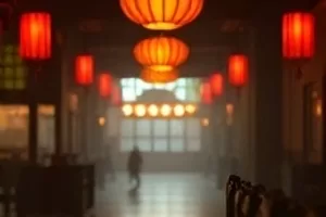 浓雾里缓慢向前的绿皮火车车厢