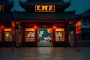 旧戏台前落满尘土的铜色瓦当