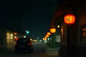 铁锈色的废弃货轮停在黄昏的码头边